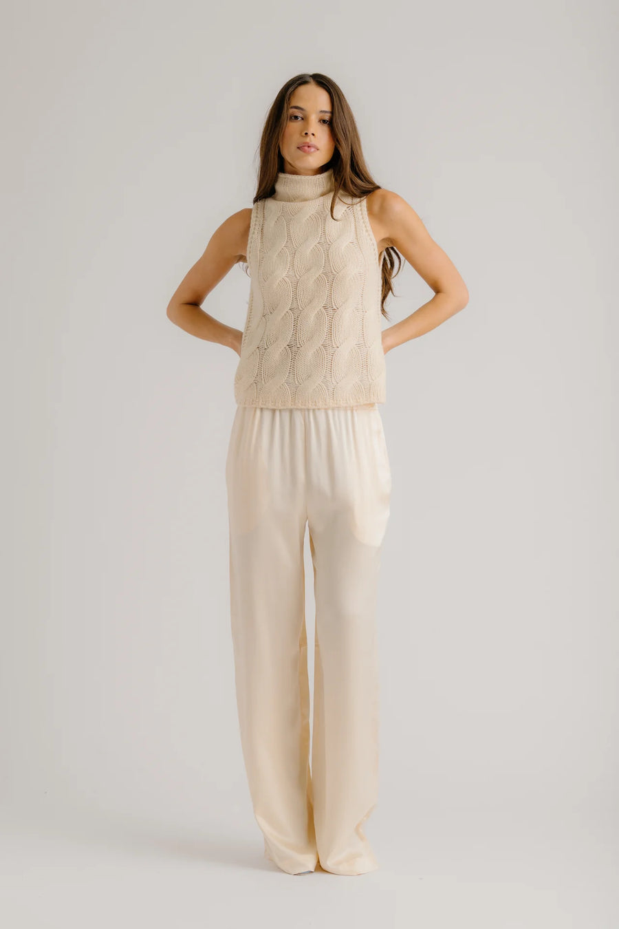 SABLYN LEXI LOWER RISE SILK RELAXED PULL ON PANT - BUTTERCREAM