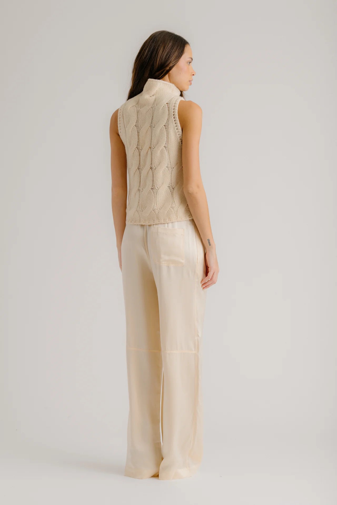 SABLYN LEXI LOWER RISE SILK RELAXED PULL ON PANT - BUTTERCREAM