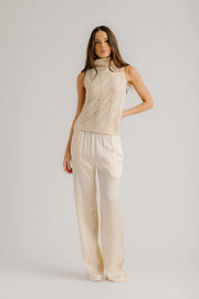SABLYN LEXI LOWER RISE SILK RELAXED PULL ON PANT - BUTTERCREAM