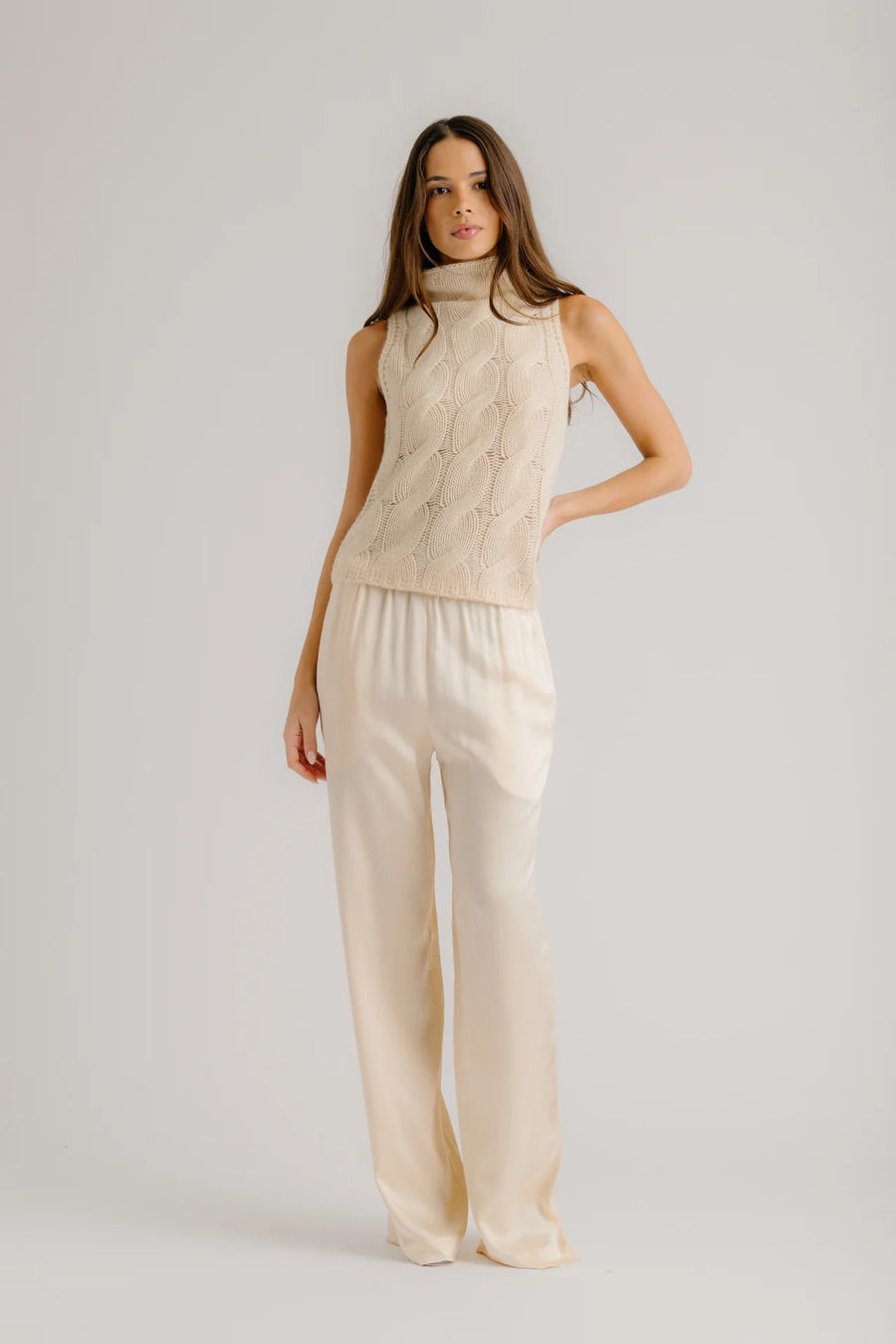 SABLYN LEXI LOWER RISE SILK RELAXED PULL ON PANT - BUTTERCREAM