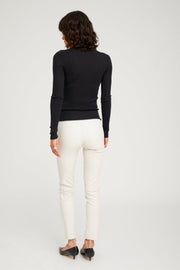 SPRWMN LONG SLEEVE MOCK NECK CASHMERE TOP - BLACK