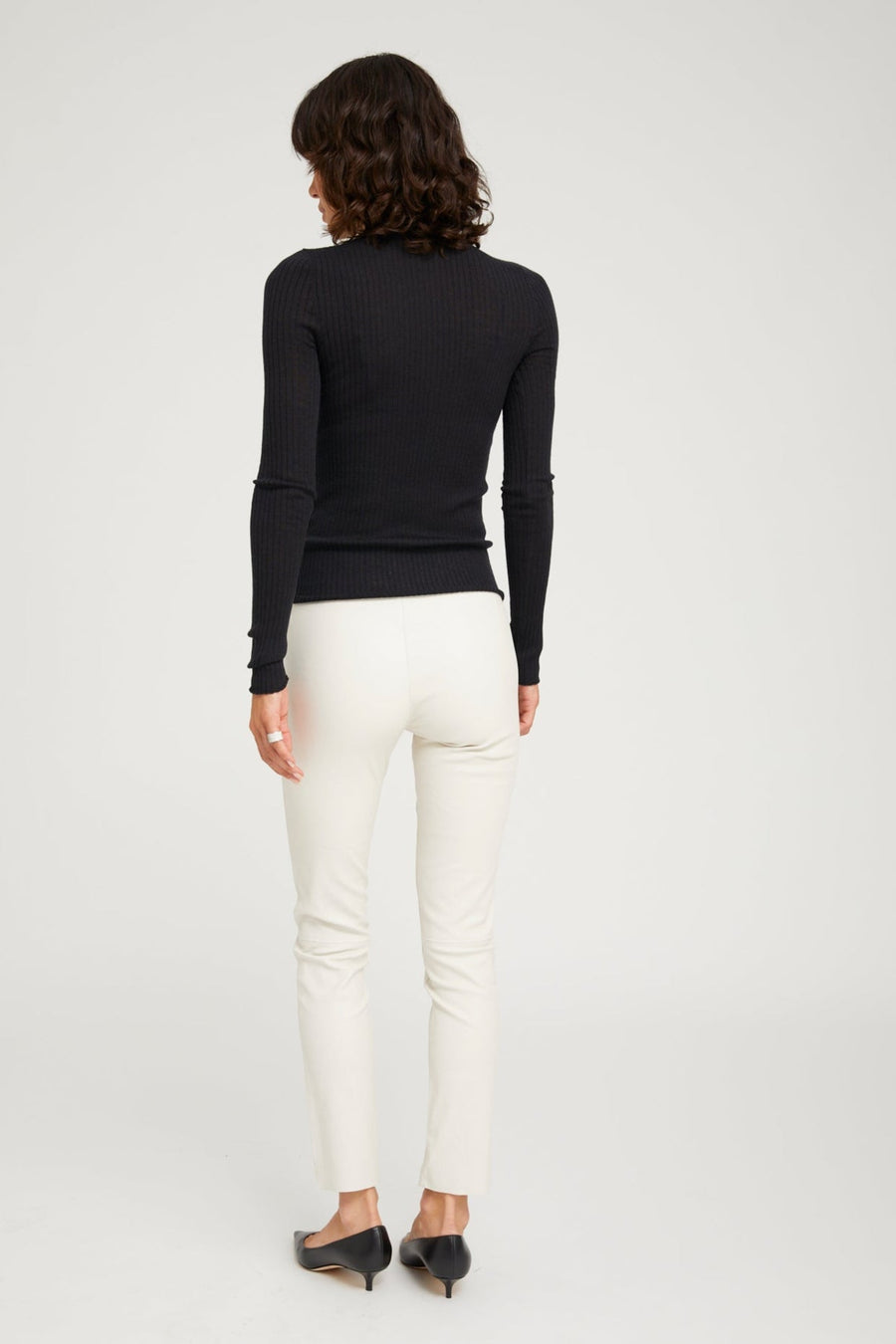 SPRWMN LONG SLEEVE MOCK NECK CASHMERE TOP - BLACK