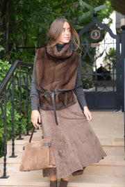 DF MINK VEST WITH BELT - DEMI BUFF