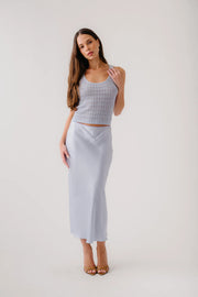 SABLYN MIRANDA SCALLOP TRIM BIAS CUT SILK SKIRT - WHISPER