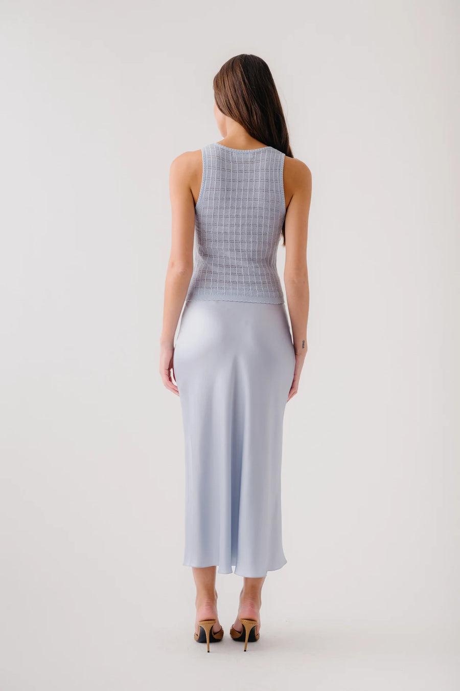 SABLYN MIRANDA SCALLOP TRIM BIAS CUT SILK SKIRT - WHISPER