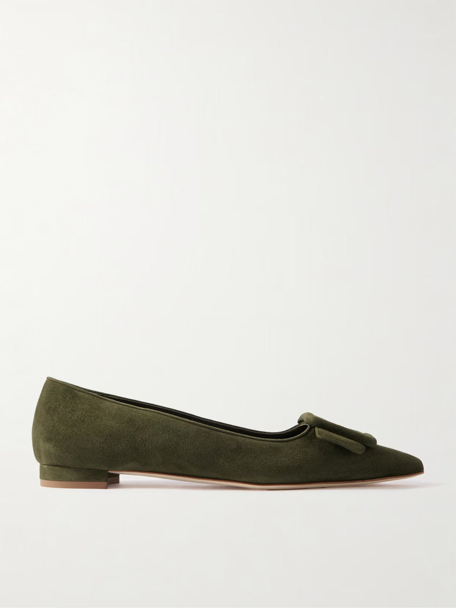 MANOLO BLAHNIK MAYSALE FLAT - DARK KHAKI