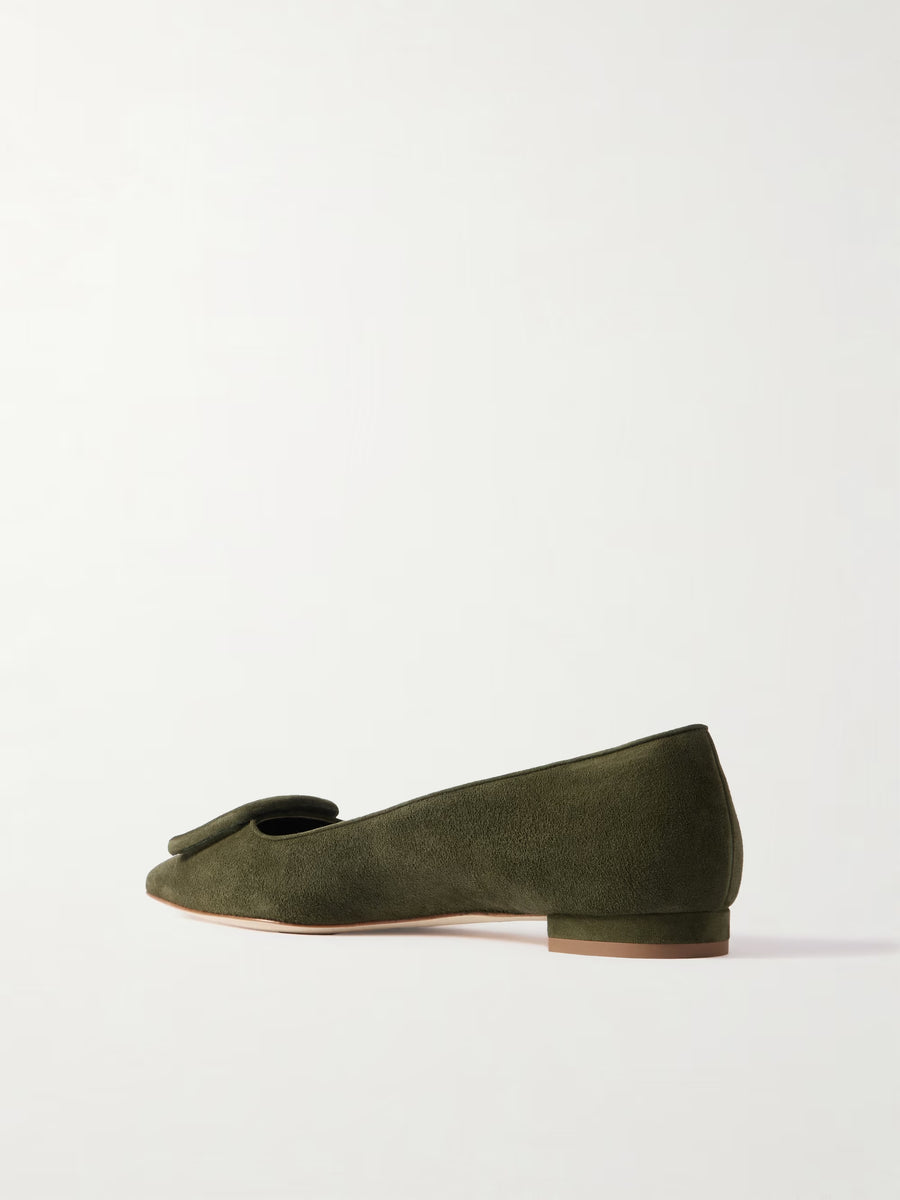 MANOLO BLAHNIK MAYSALE FLAT - DARK KHAKI