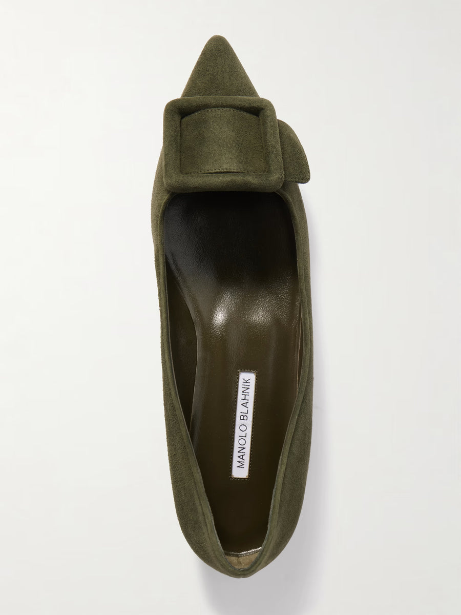 MANOLO BLAHNIK MAYSALE FLAT - DARK KHAKI