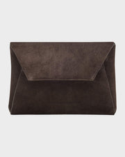 BRUNELLO CUCINELLI DUO POUCHETTE IN SUEDE WITH PRECIOUS CHAIN - ESPRESSO