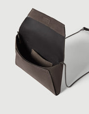 BRUNELLO CUCINELLI DUO POUCHETTE IN SUEDE WITH PRECIOUS CHAIN - ESPRESSO