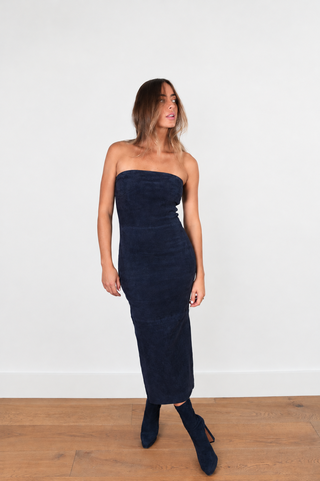 SPRWMN SUEDE TUBE DRESS - MARINE