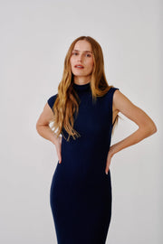 SABLYN MONIQUE SLOUCHY MOCK NECK DRESS - MIDNIGHT NAVY
