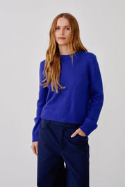 SABLYN NOA SHRUNKEN CREWNECK SWEATER - COBALT BLUE