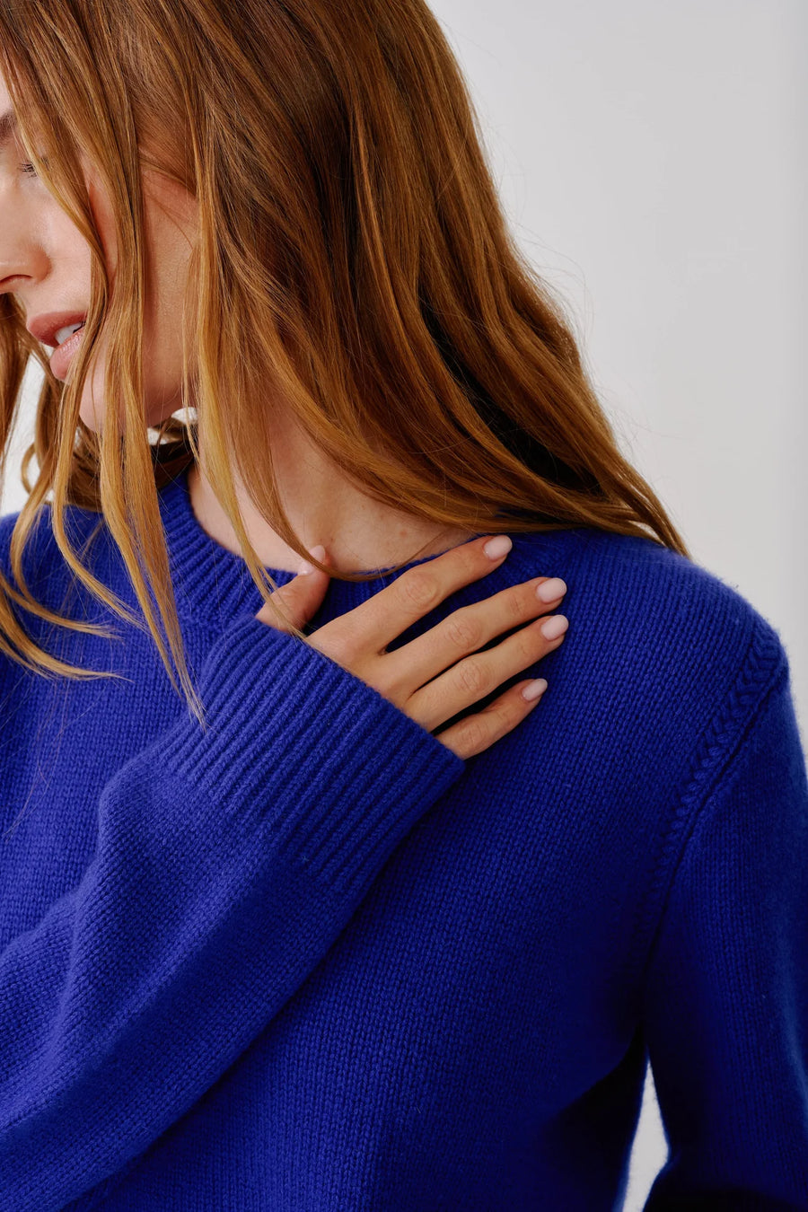 SABLYN NOA SHRUNKEN CREWNECK SWEATER - COBALT BLUE