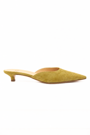 FRANCESCO RUSSO KITTEN HEEL MULE  - MUSTARD
