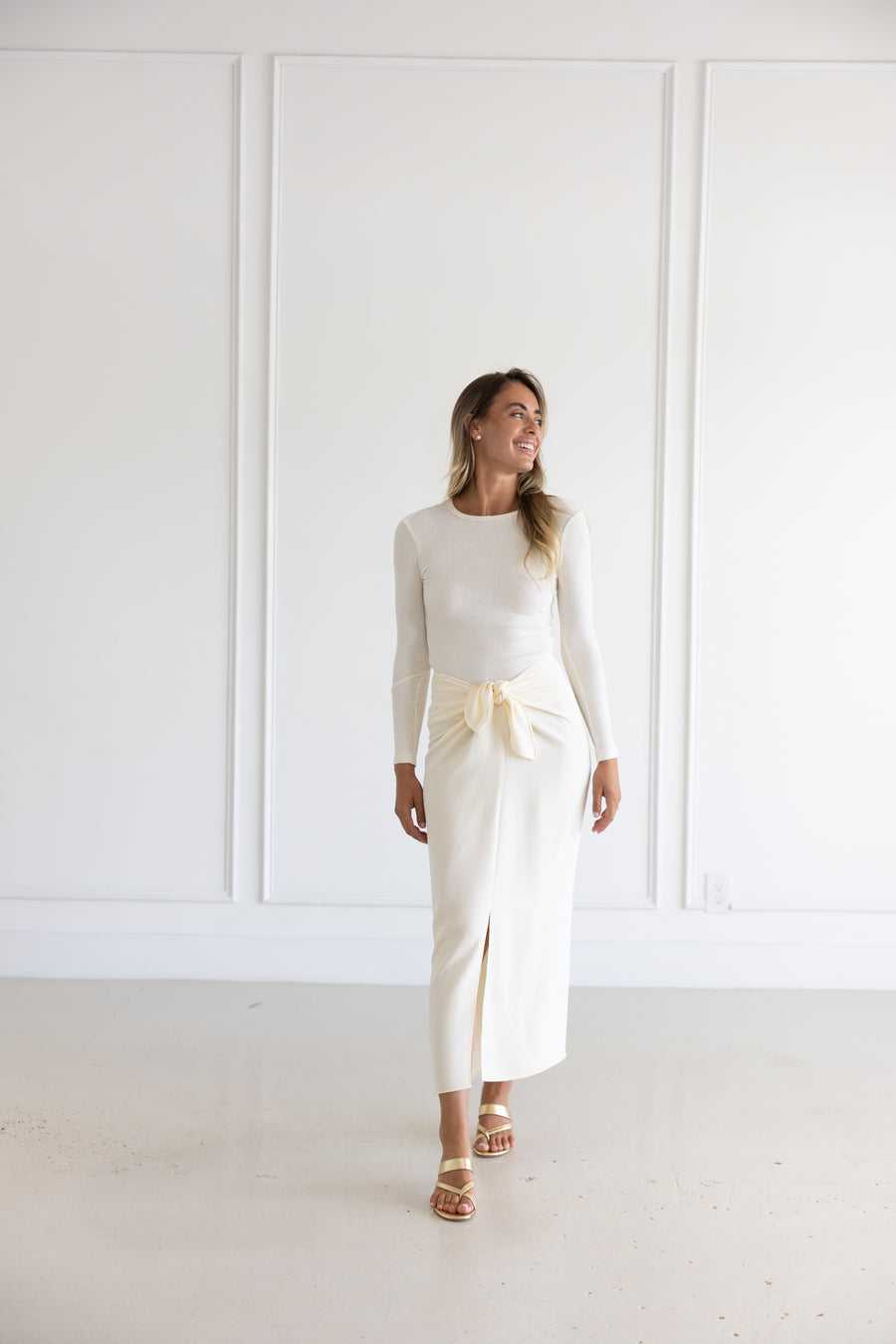 PETER COHEN LONG SARONG SKIRT FRENCH VANILLA