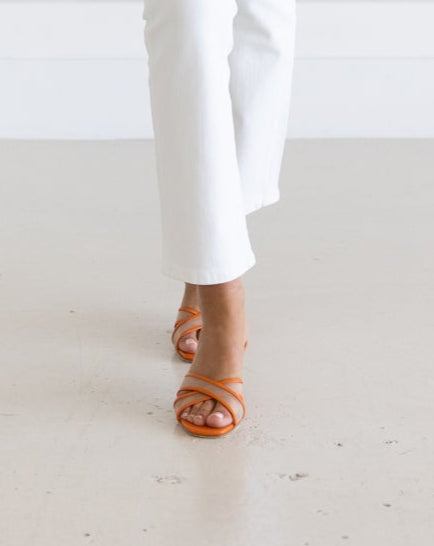 Aquazzura Divine Mesh Mule 50 in Papaya