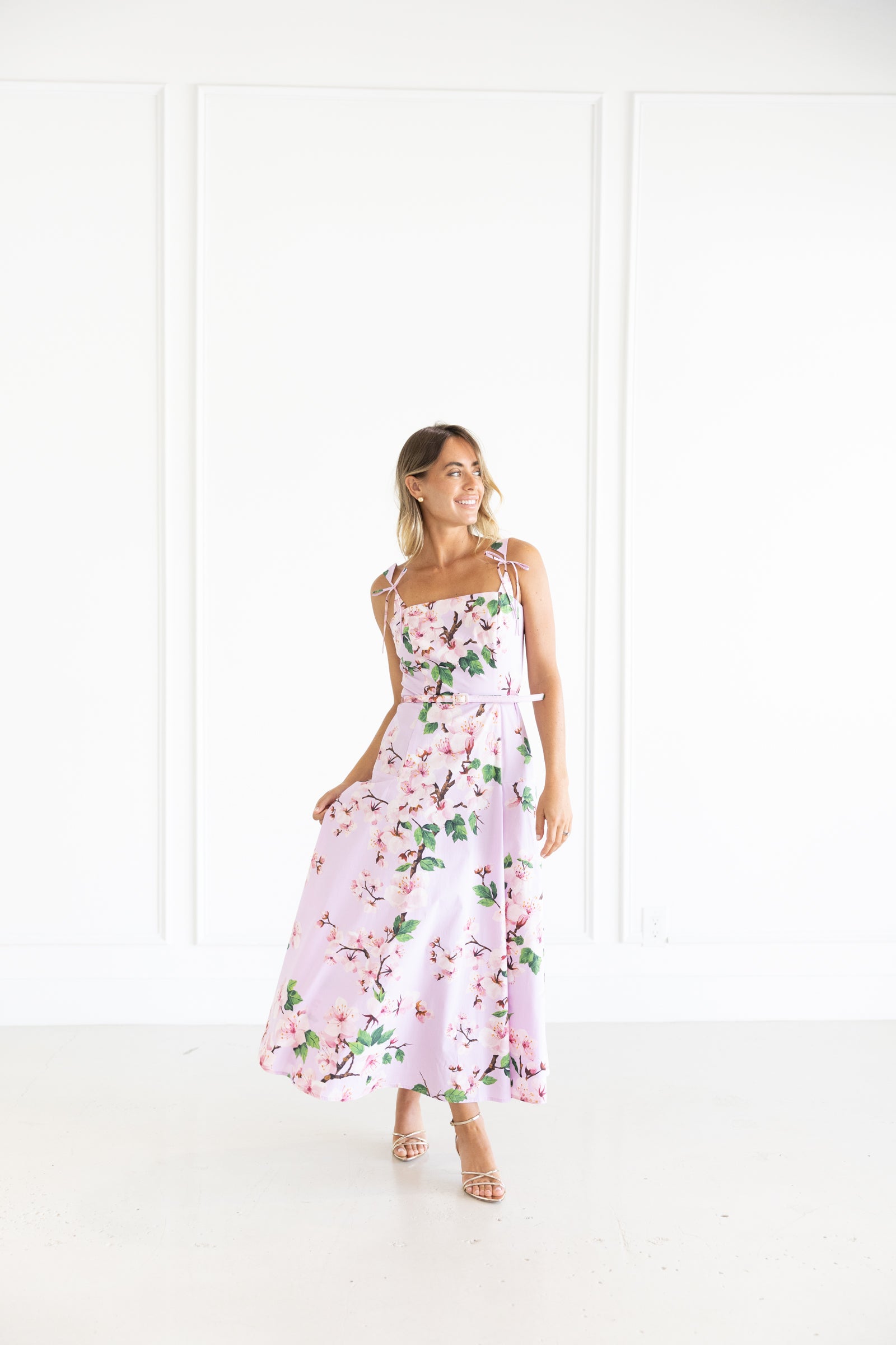 Oscar de la Renta Cherry Blossom Poplin Dress