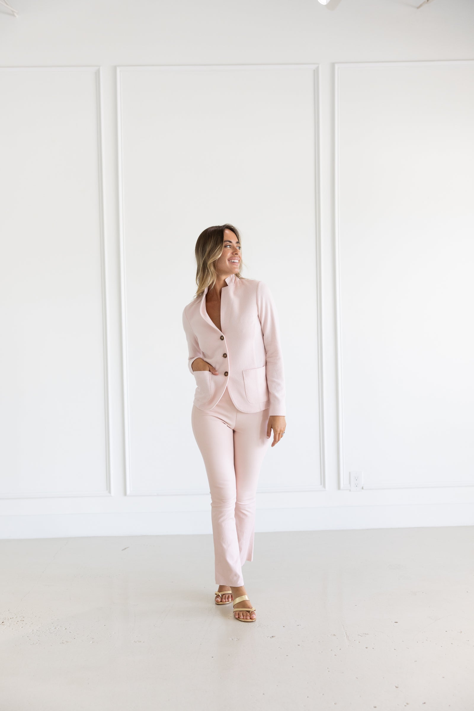DF CASHMERE PATCH POCKET JACKET - PINK