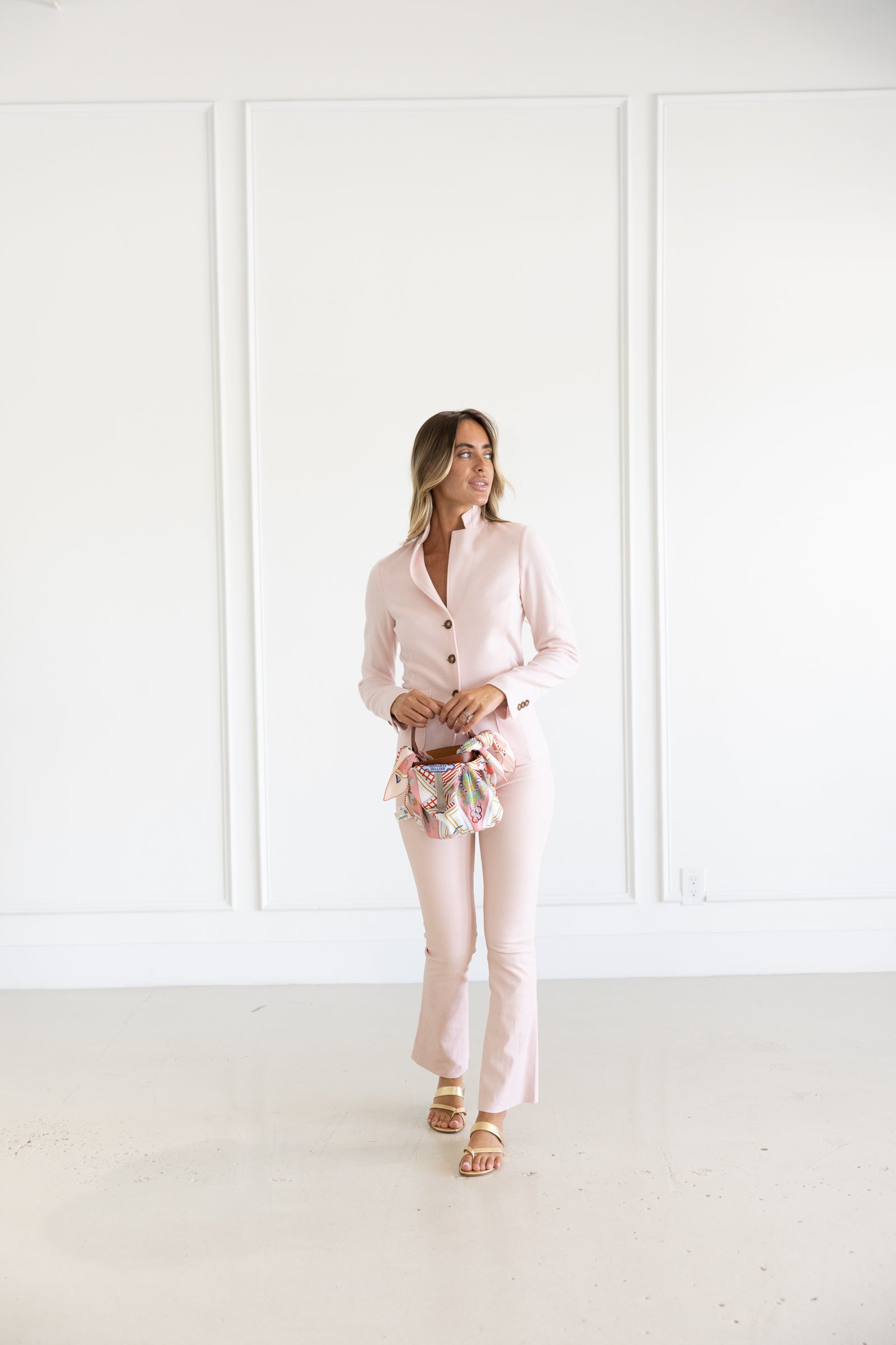 DF CASHMERE PATCH POCKET JACKET  #8211-0141 PALE PINK