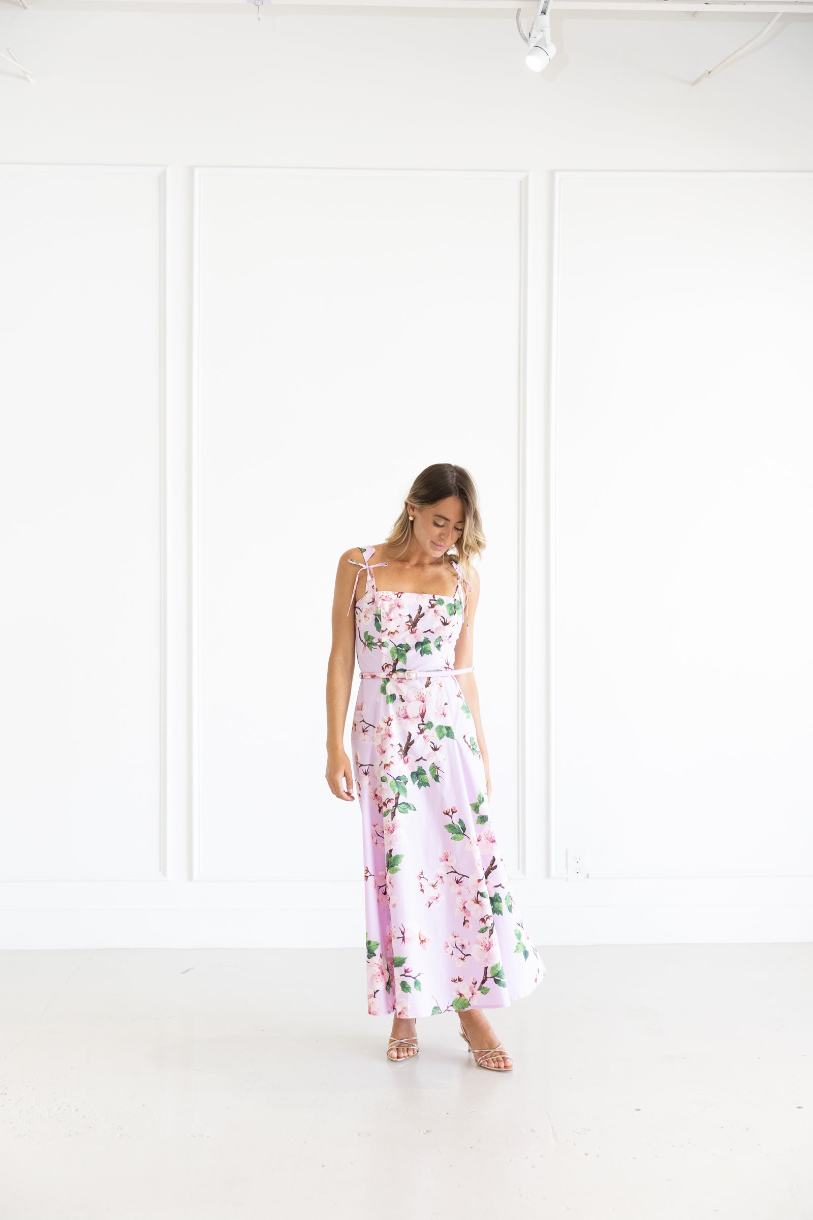 OSCAR DE LA RENTA DRESS CHERRY BLOSSOM POPLIN DRESS - PINK LILY