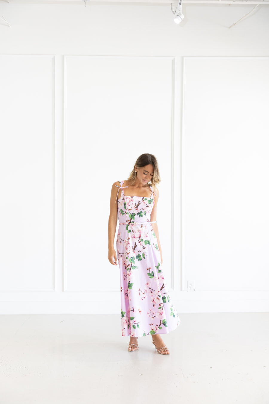 OSCAR DE LA RENTA DRESS CHERRY BLOSSOM POPLIN DRESS - PINK LILY