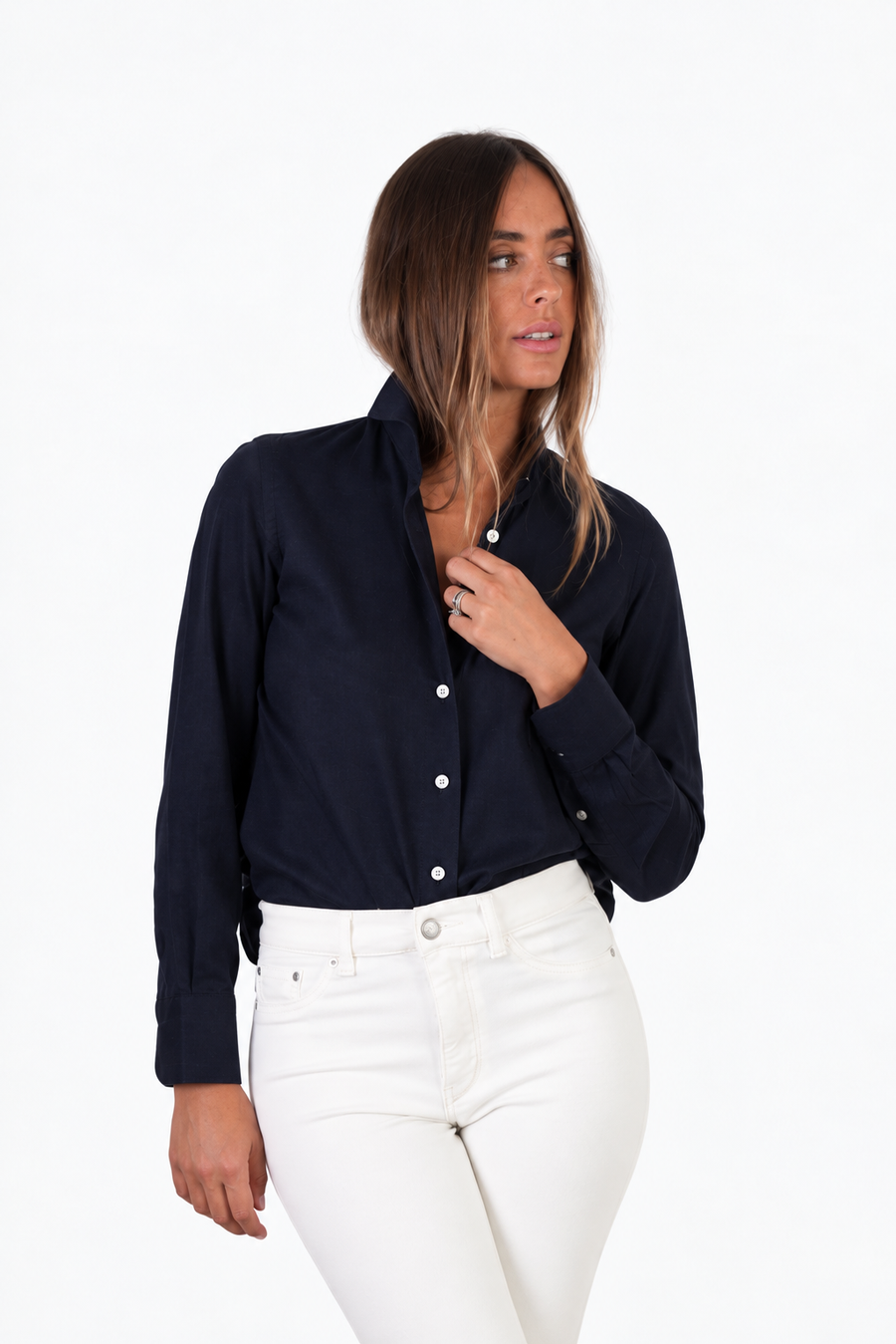 DF ITALIAN MADE COTTON BLEND SHIRT - DARK NAVY