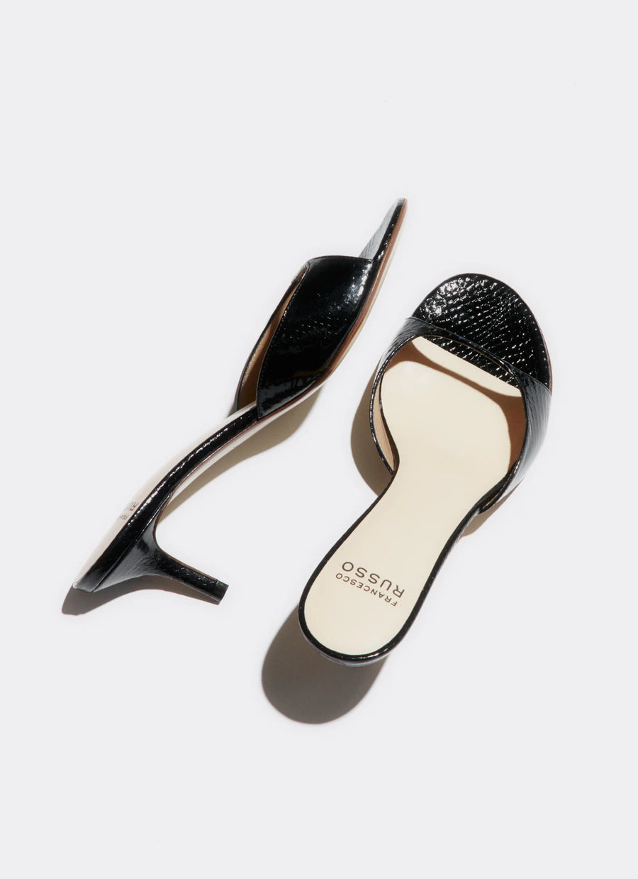 FRANCESCO RUSSO LUX OPEN MULE - BLACK WATERSNAKE