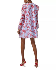 CAROLINA HERRERA SILK RUFFLED MINI DRESS - CELESTE MULTI