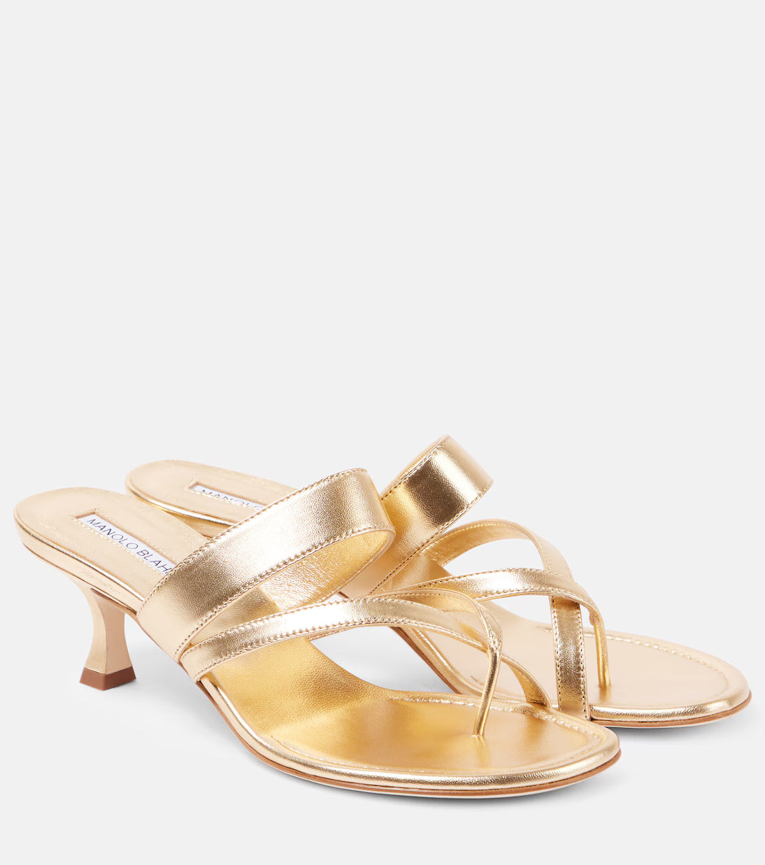 MANOLO BLAHNIK SUSA NAPPA LEATHER GOLD
