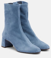 AQUAZZURA SAINT HONORE SUEDE ANNKLE BOOT- CASHMERE BLUE