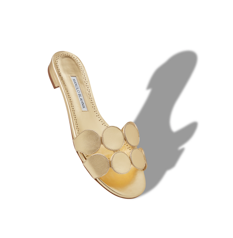 MANOLO BLAHNIK HARIBALMU NAPPA LEATHER FLAT - GOLD – Diane Firsten MANOLO BLAHNIK HARIBALMU NAPPA LEATHER FLAT - GOLD – Diane Firsten
