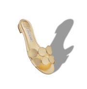 Manolo Blahnik Haribalmu Flat in Gold