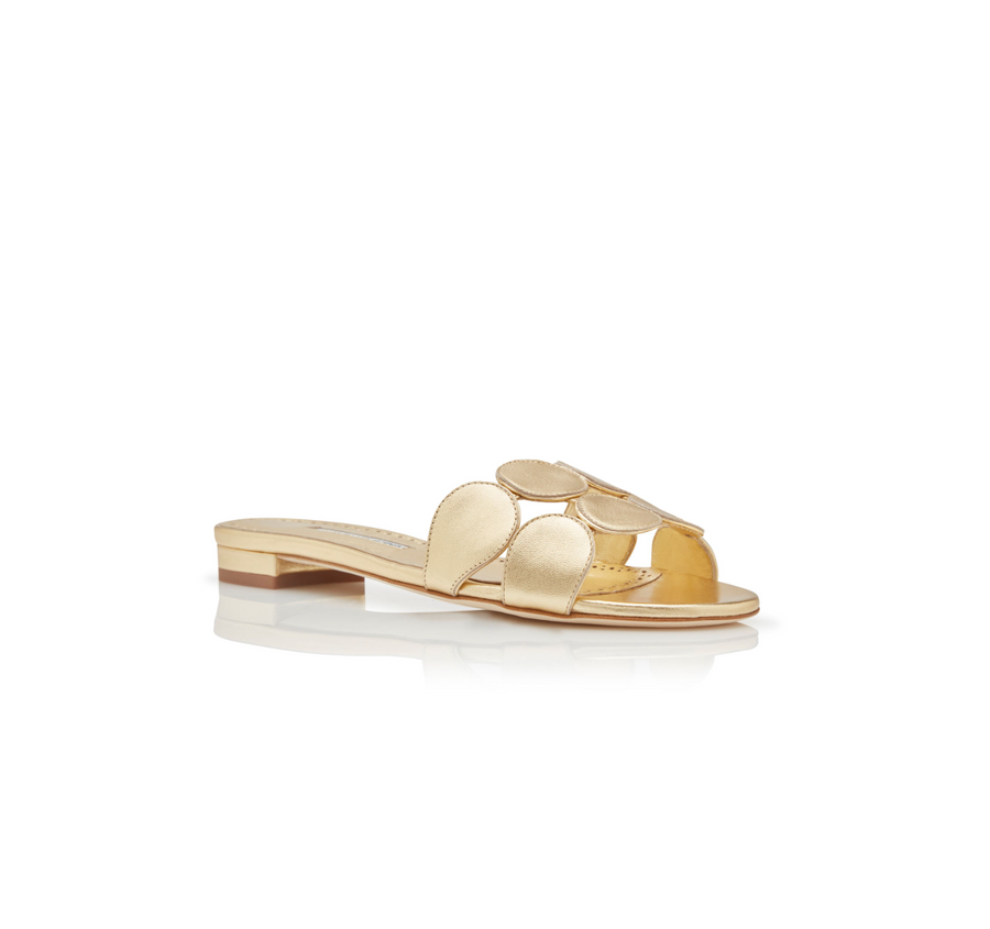 Manolo Blahnik Haribalmu Flat in Gold