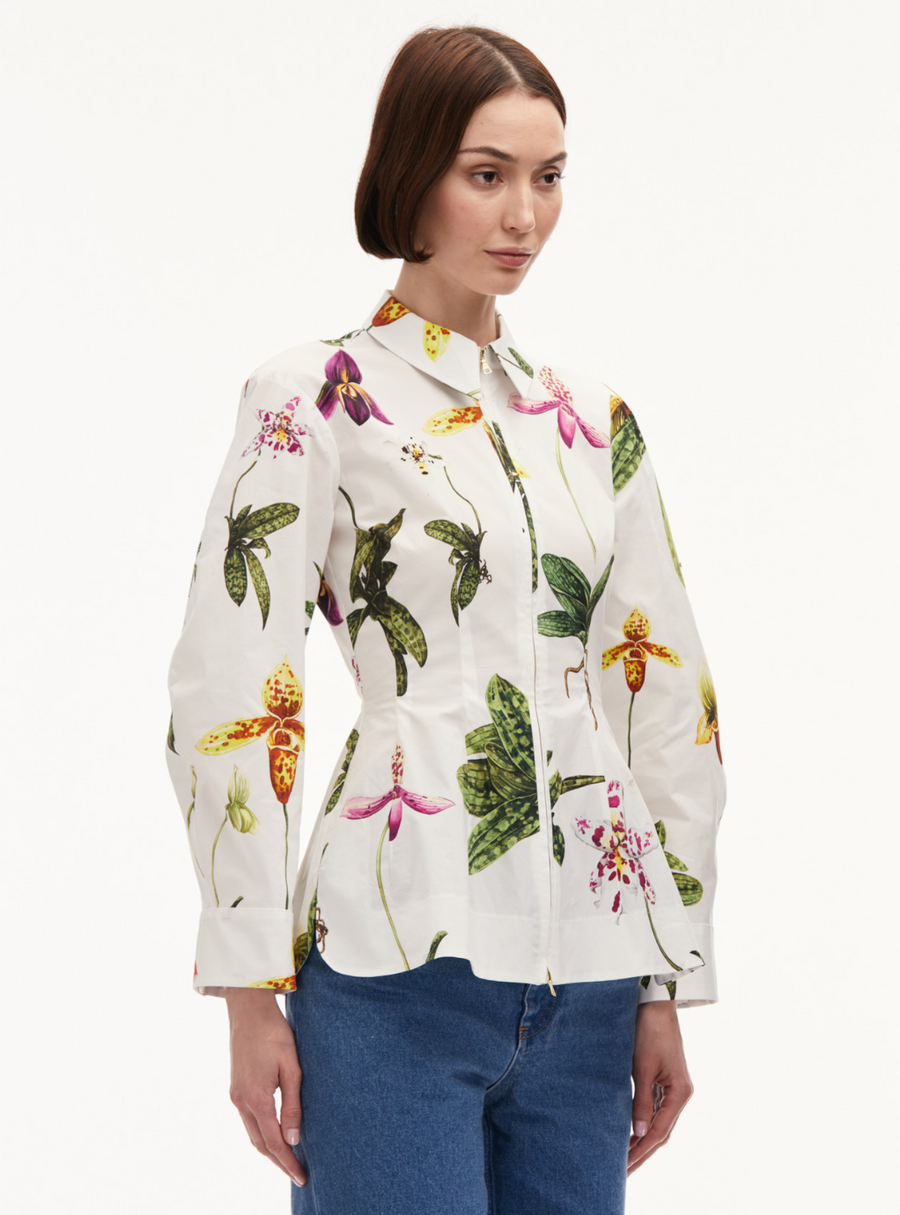 Oscar De La Renta Orchid Cotton Blouse