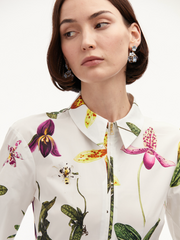 Oscar De La Renta Orchid Cotton Blouse