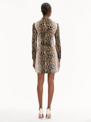 Oscar De La Renta Snake Print Poplin Shirt Dress