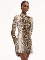 Oscar De La Renta Snake Print Poplin Shirt Dress