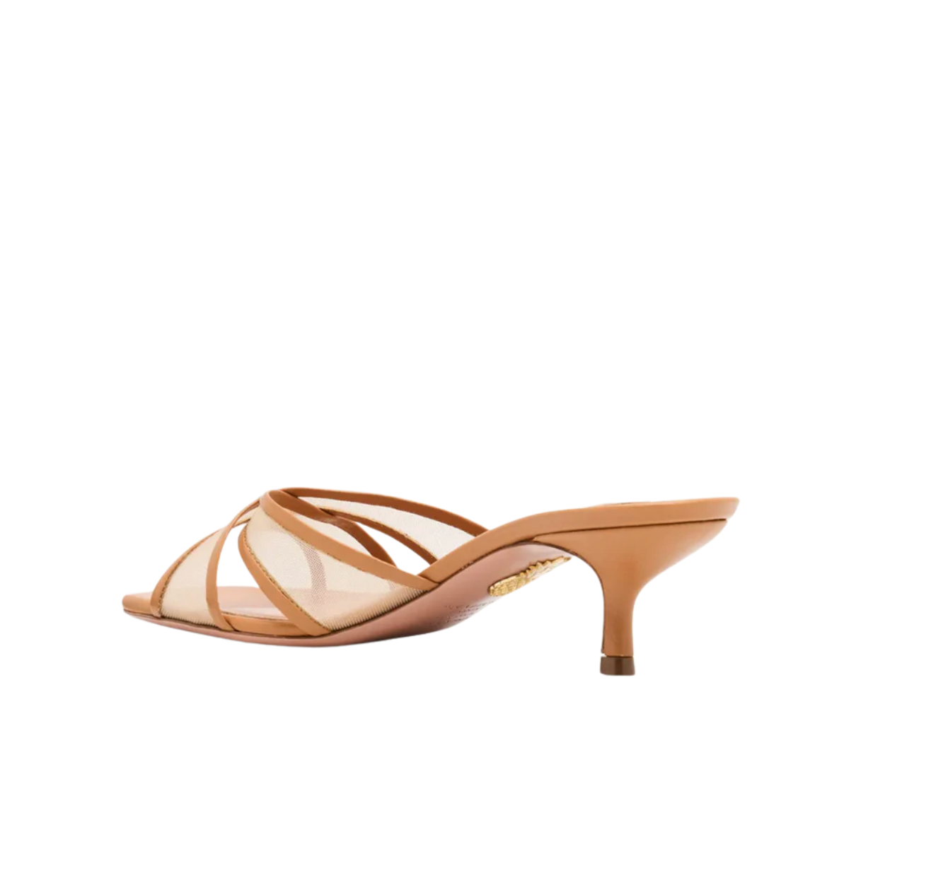 Aquazzura Devine Mesh Mule 50 in Caramel