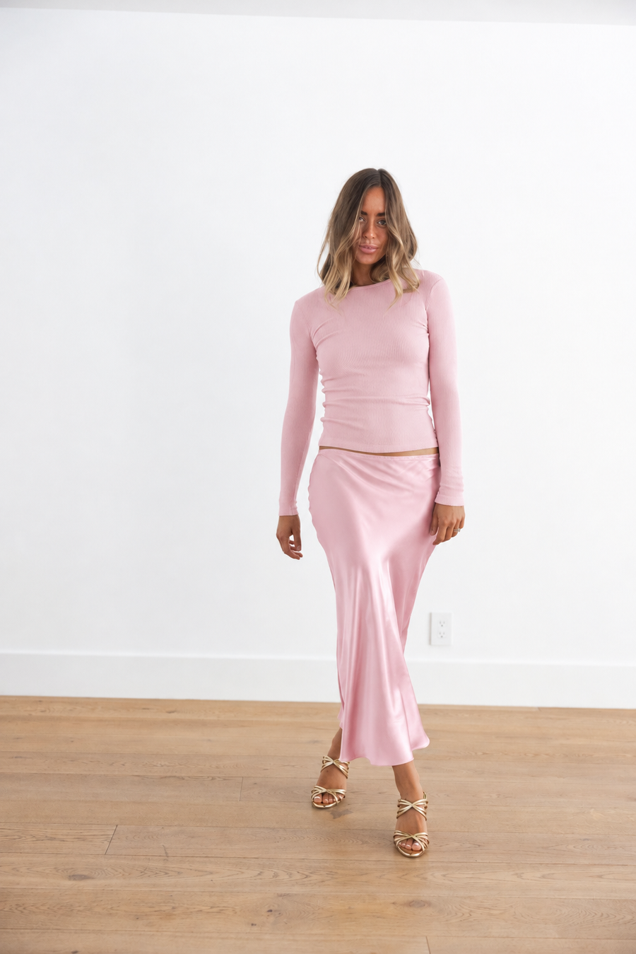 SABLYN MIRANDA SCALLOP TRIM BIAS CUT PULL ON SKIRT - SOFT PINK