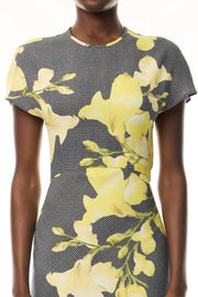 MONIQUE LHUILLIER SNAPDRAGON PLAID BIAS DRESS - GLEN PLAID MULTI