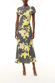 MONIQUE LHUILLIER SNAPDRAGON PLAID BIAS DRESS - GLEN PLAID MULTI