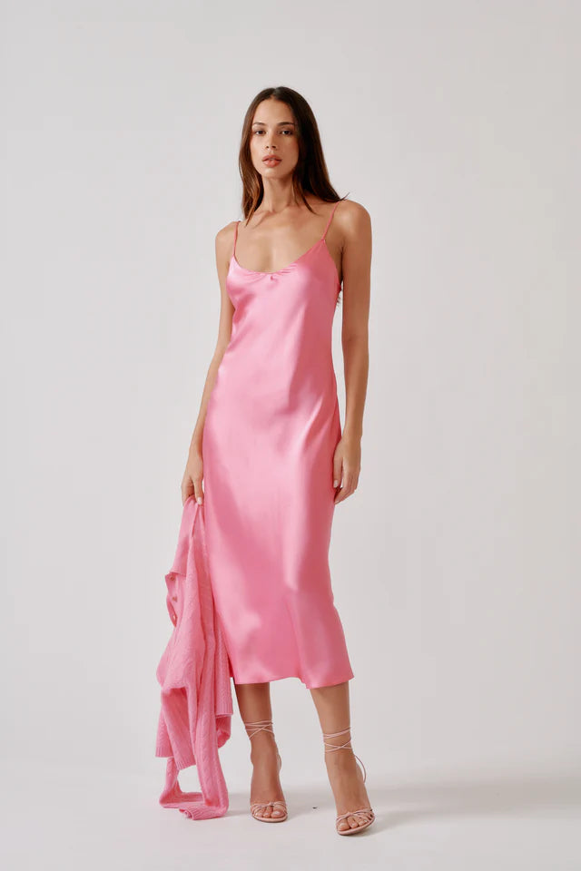 SABLYN TAYLOR V-NECK BIAS DRESS - DAHLIA PINK
