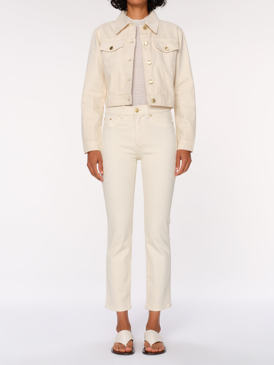 DL1961 MARA STRAIGHT MID RISE  INSTASCULPT ANKLE ECRU