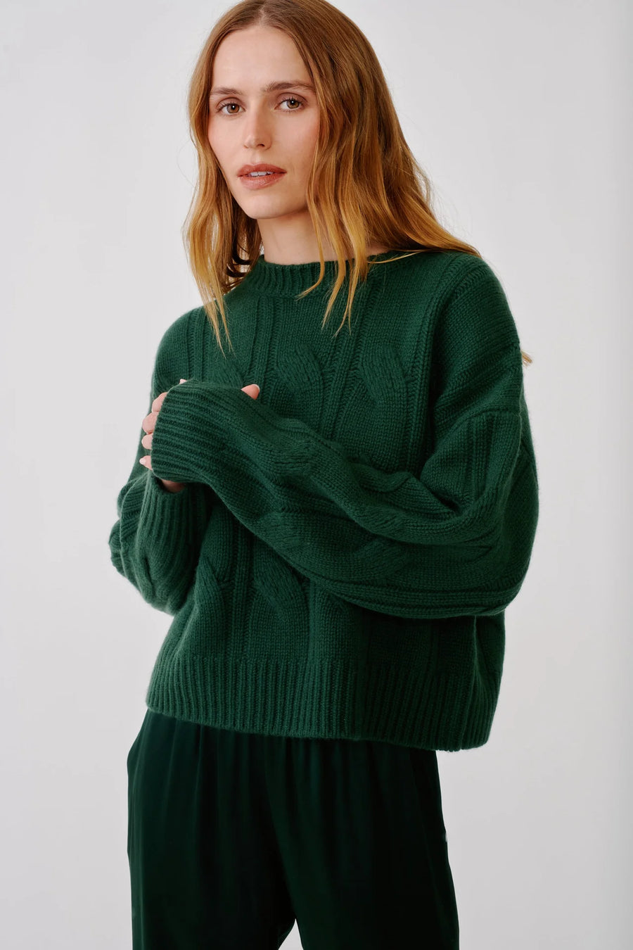 SABLYN TRISTAN CREWNECK PULLOVER - HUNTER GREEN