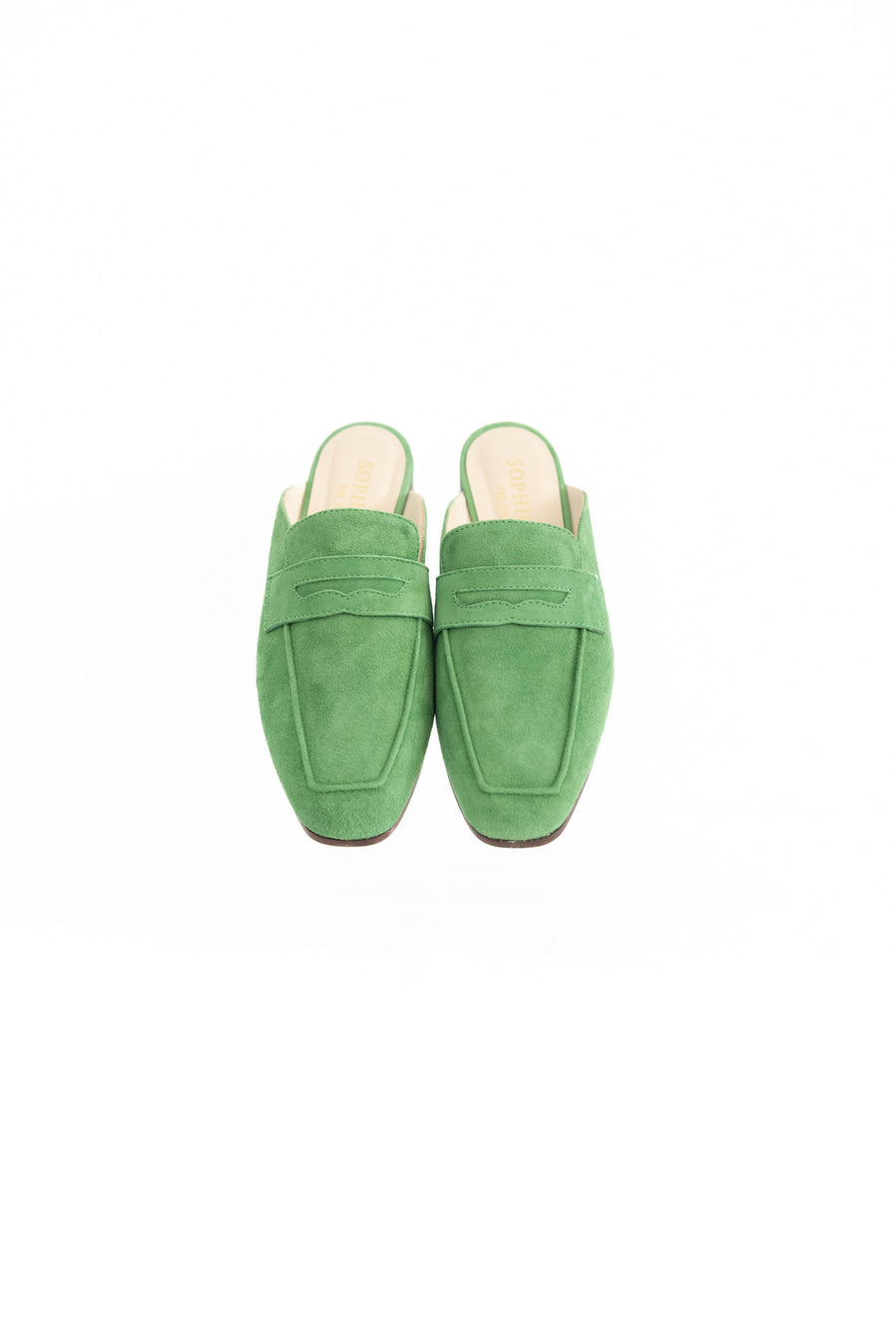 Suede Leather Mules in Avocado