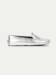 AURELIEN LEATHER DRIVING SHOES - SILVER
