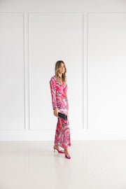 Leonard Paris Galia Long Dress in Pink Print