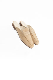 Suede Leather Mules in Sand