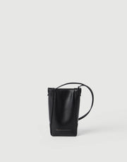 BRUNELLO CUCINELLI PHONE HOLDER IN CALFSKIN WITH MONILI - BLACK